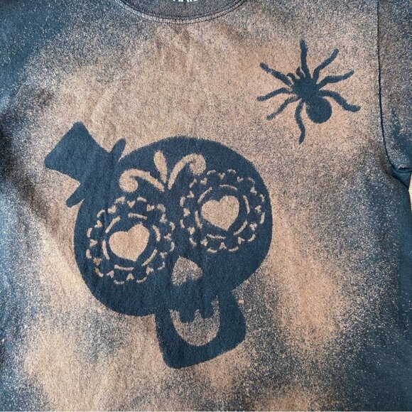 Halloween Skull Spider Tie  Dye Graphic Short Sleeve Shirt - Picture 5 of 13
